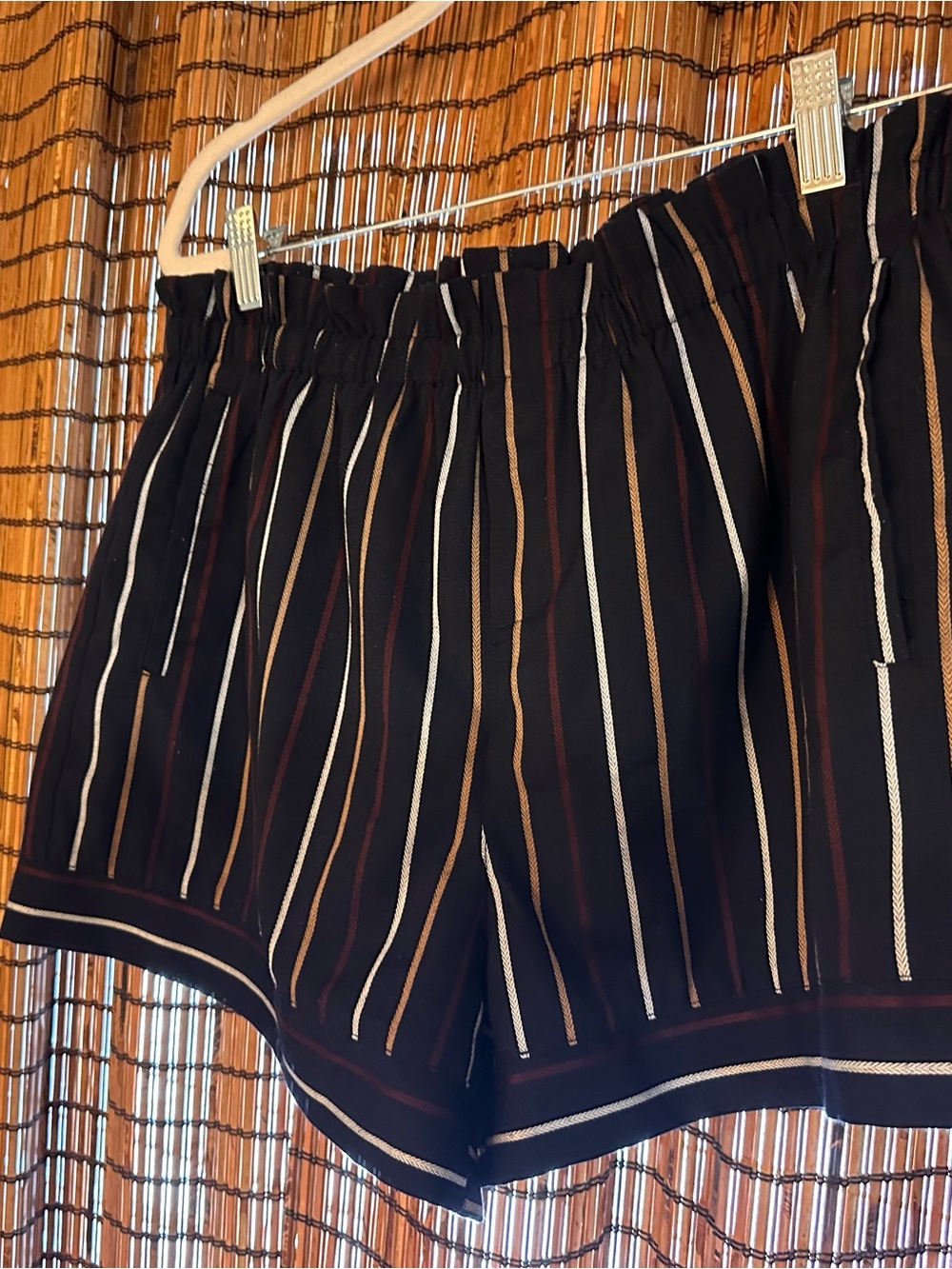 Anthropologie Harlyn navy vertical Striped paperbag-Waist Women's Shorts - Picture 11 of 12